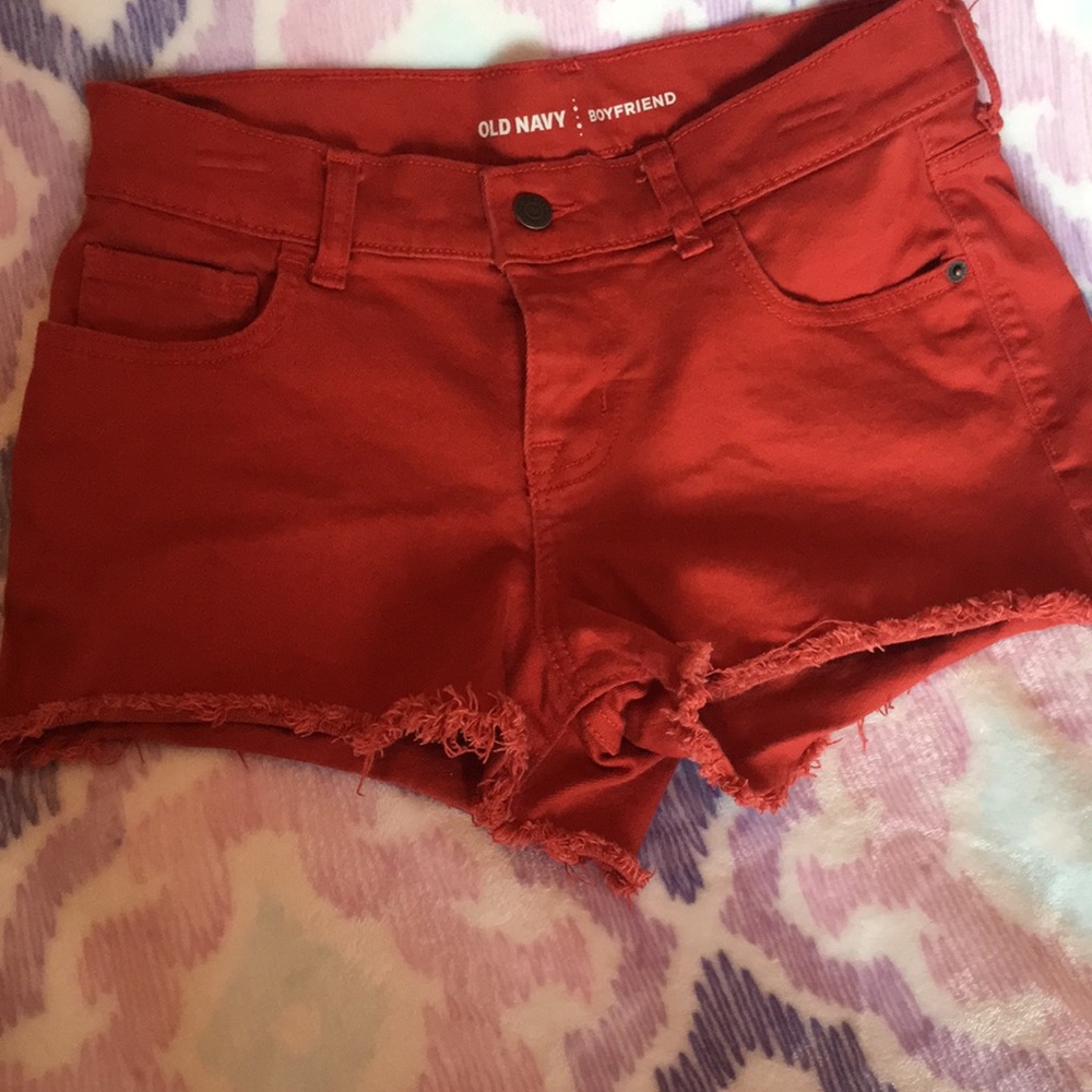 Old navy red denim boyfriend shorts